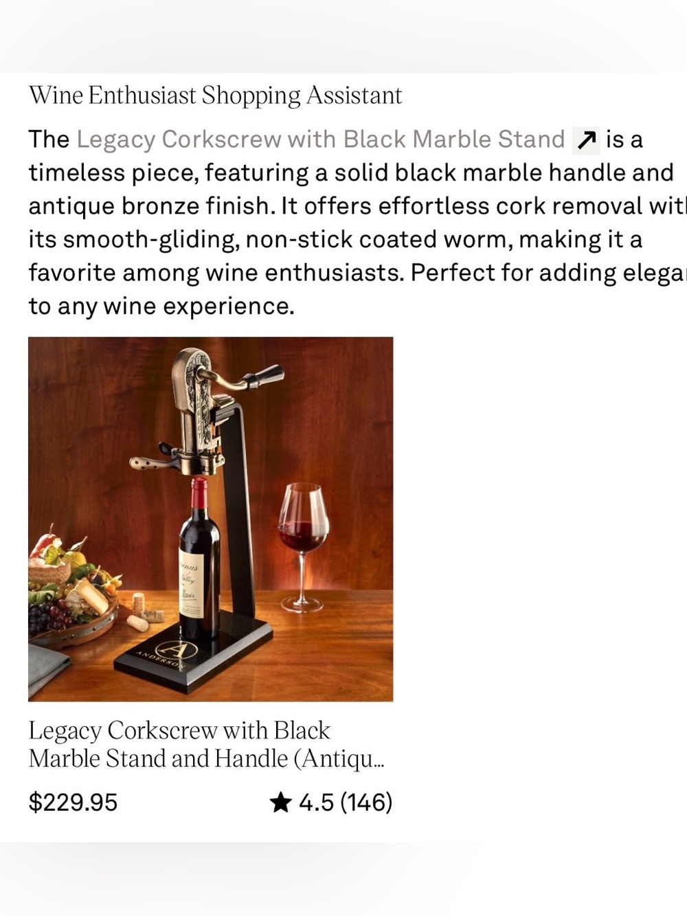 Antique-Style Brass and Wood Table Corkscrew Bottle Opener - Black and Brown
